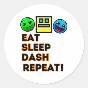 Eat Sleep Dash Herhaal videogame Geometrie Video G Ronde Sticker
