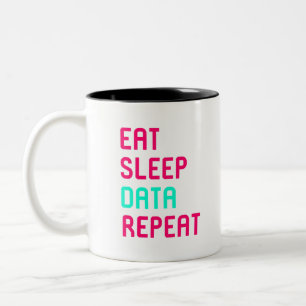 Eat Sleep Data Wiskunde Science Geek Tweekleurige Koffiemok