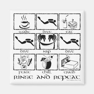 Eat Sleep Dive Rinse en Herhaal Magneet