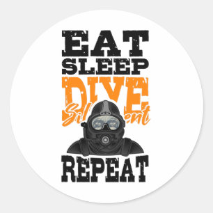 Eat Sleep Dive Silent Technical Divers Reademing Ronde Sticker