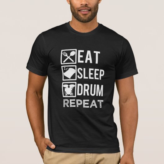 Eat Sleep Drum Herhaal Funny Drummer mannen shirt (Voorkant)