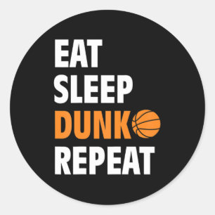 Eat Sleep Dunk Herhaal Fun Basketball Bball Ronde Sticker
