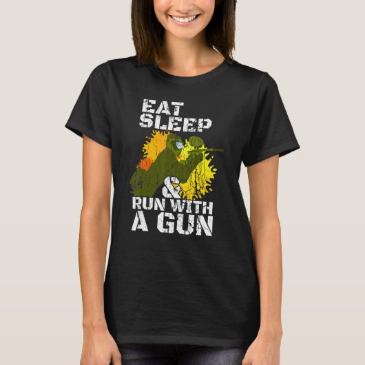 Eat Sleep en voer uit met een Pistool Paintball T-shirt (Voorkant)