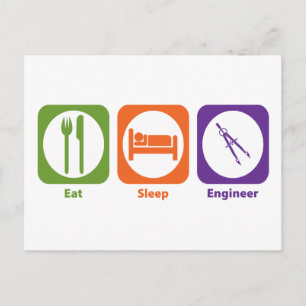 Eat Sleep Engineer Briefkaart