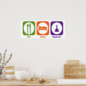 Eat Sleep Engineer Poster (Keuken)