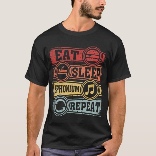 Eat Sleep Euphonium Herhalen T-shirt (Voorkant)