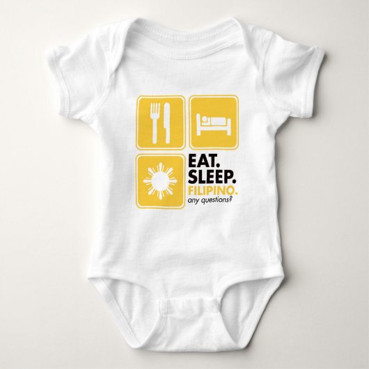 Eat Sleep Filipino - Geel Romper (Voorkant)