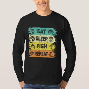 Eat Sleep Fish Herhaal levensstijl T-shirt