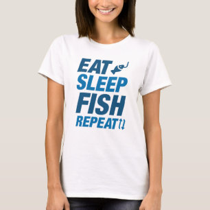 Eat Sleep Fish Herhalen T-shirt