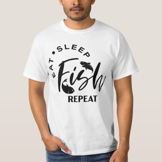 Eat Sleep Fish Herhalen T-shirt (Voorkant)