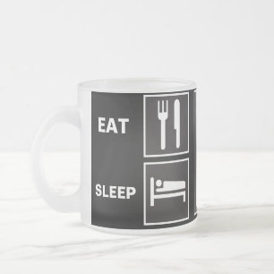 Eat Sleep FISH! Matglas Koffiemok