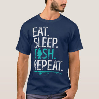 Eat Sleep Fish Repeëren Funny Vist T-shirt