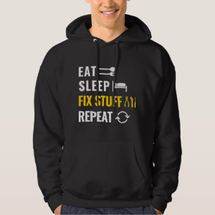 Eat Sleep Fix Stuff Herhaal Utility Man en Laborer Hoodie