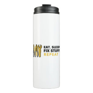 Eat Sleep Fix Stuff Herhalen Thermosbeker