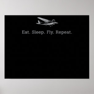 Eat Sleep Fly Drones Herhaal Aviator Gift Poster
