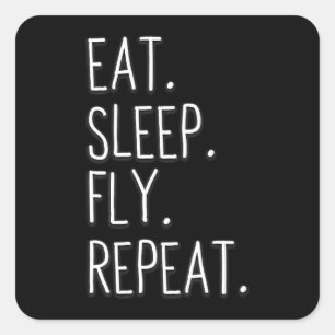 Eat Sleep Fly Herhalen Helikopter Piloot Vierkante Sticker