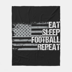 Eat Sleep Football Herhaal Amerikaanse vlag Mannen Fleece Deken