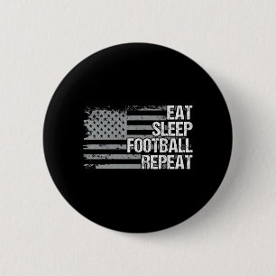 Eat Sleep Football Herhaal Amerikaanse vlag Mannen Ronde Button 5,7 Cm