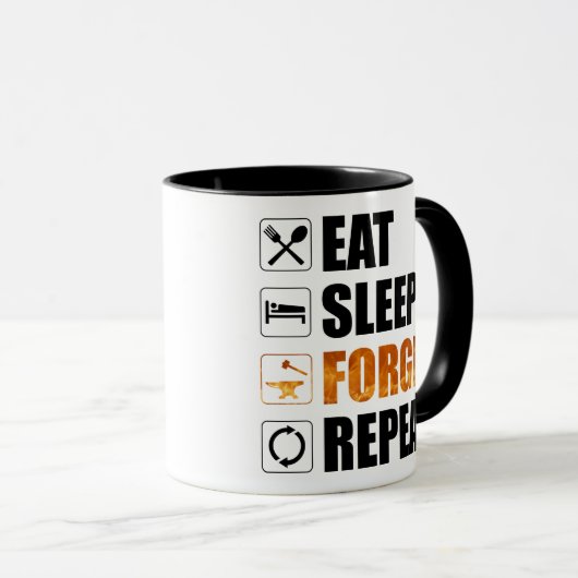 Eat Sleep Forge Repeteren Blacksmith Mok (Voorkant rechts)