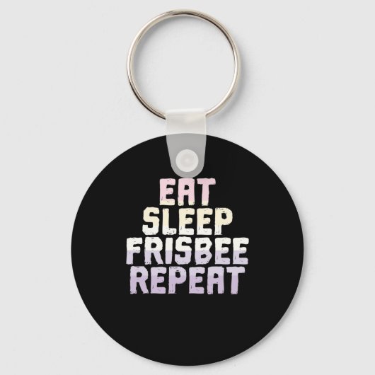 Eat Sleep Frisbee Herhaal Strandsport Sleutelhanger (Voorkant)