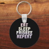 Eat Sleep Frisbee Herhaal Strandsport Sleutelhanger (Voorkant)