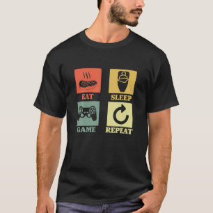 Eat Sleep Game Herhaal Funny Gamer Gift Boys Teen T-shirt