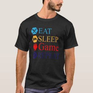 Eat Sleep Game Herhaal Gamer Funny Gaming T-shirt