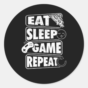 Eat Sleep Game Herhaal Gamer Gaming Gift Ronde Sticker
