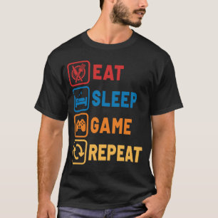 Eat Sleep Game Herhaal Grappige Gamer Controller T-shirt