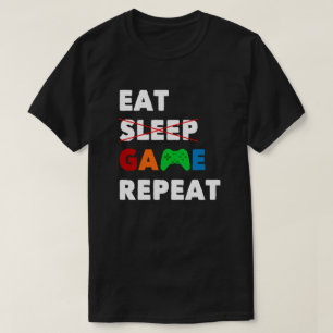 Eat Sleep Game Herhalen Funny Gamer T-shirt