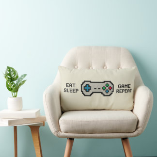 Eat Sleep Game Repeat – Cool Pixel Gamer Pillow Kussen