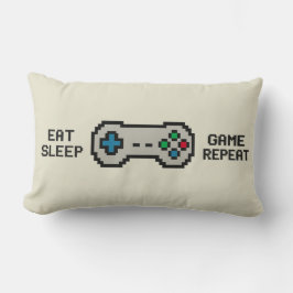 Eat Sleep Game Repeat – Cool Pixel Gamer Pillow Kussen