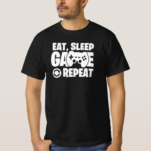Eat Sleep Game Repeat Funny Gamer Quote T-shirt (Voorkant)