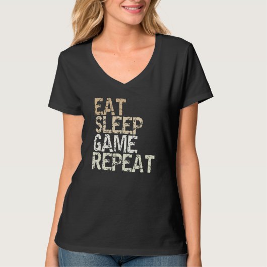 Eat Sleep Game Repeat Gamble Computer Game Console T-shirt (Voorkant)