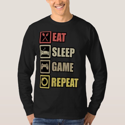 Eat Sleep Game Repeat Gaming Controller Pc T-shirt (Voorkant)