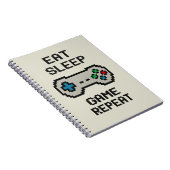 Eat Sleep Game Repeat – Pixel Gamer Notebook Notitieboek (Rechterzijde)