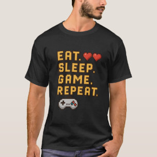 Eat Sleep Game Repeat - Retro Pixel Gaming T-Shirt