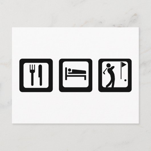 Eat Sleep Golf Briefkaart (Voorkant)