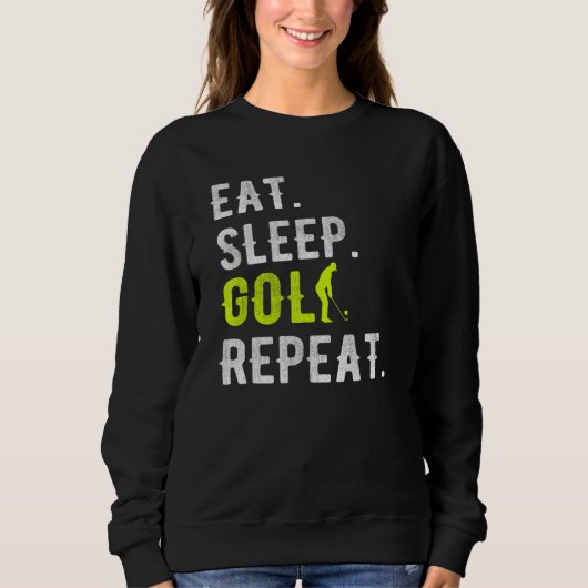 Eat Sleep Golf Herhaal Funny Golfer Golfing Trui (Voorkant)