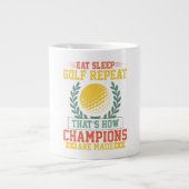 Eat Sleep Golf Repeat Champions Golf Extra Grote Beker (Voorkant)