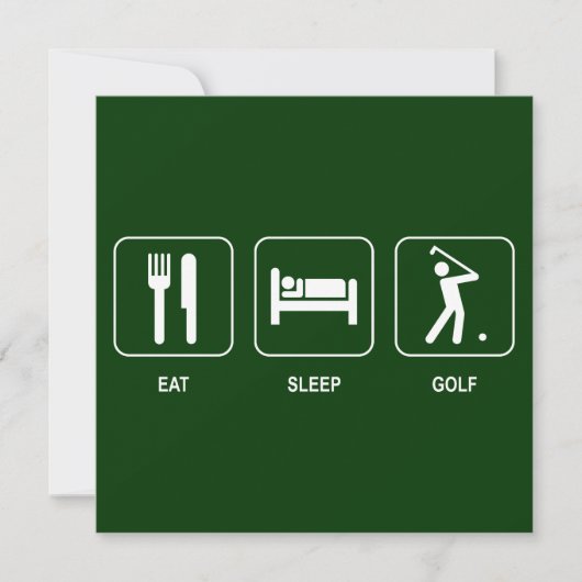 Eat Sleep Golf Uitnodiging (Voorkant)