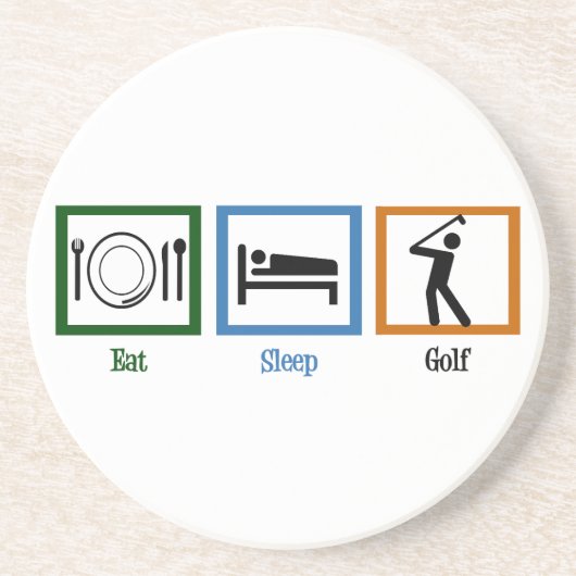 Eat Sleep Golf Zandsteen Onderzetter (Voorkant)