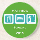 Eat Sleep Golf Zandsteen Onderzetter (Voorkant)