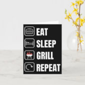 Eat Sleep Grill Herhaal BBQ Griller Vaderdag Kaart (Gele Bloem)
