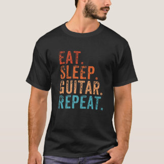 Eat Sleep Guitar Herhaal Funny Guitar Player Vinta T-shirt