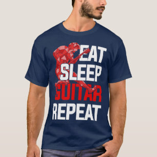 Eat Sleep Guitar Herhaal Funny Guitarist Guitar T-shirt
