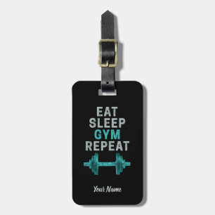 Eat Sleep Gym Herhaal de turnspiegel  voor werkuit Bagagelabel