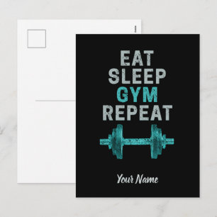 Eat Sleep Gym Herhaal de turnspiegel voor werkuit Feestdagenkaart