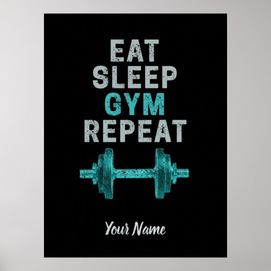 Eat Sleep Gym Herhaal de turnspiegel voor werkuit Poster (Voorkant)