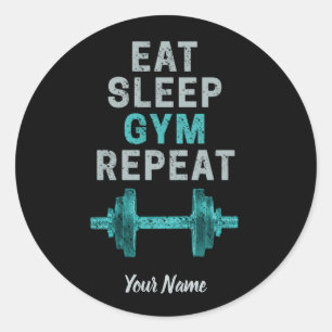 Eat Sleep Gym Herhaal de turnspiegel voor werkuit Ronde Sticker